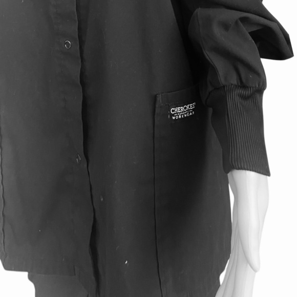 Cherokee Workwear medical top scrub jacket XL black button up front pockets - Picture 4 of 12